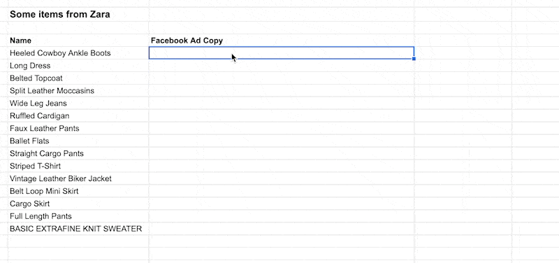 simple demo to generate ad copy